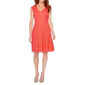 Liz Claiborne Vibrant Coral Midi Dress